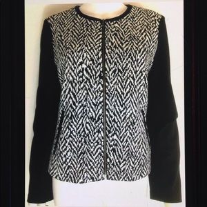 Talbots Petite Geometric Jersey Zip Blazer Jacket